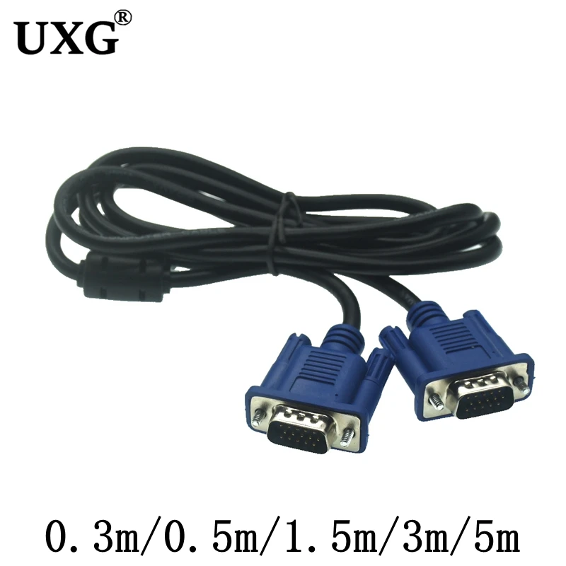 Фото Короткий видеокабель VGA HD 15Pin D-Sub, удлиненная линия VGA между мужчинами и женщинами, 0,3 м, 3 м, 1,5 м, 5 м для монитора проектора компьютера, ТВ №5