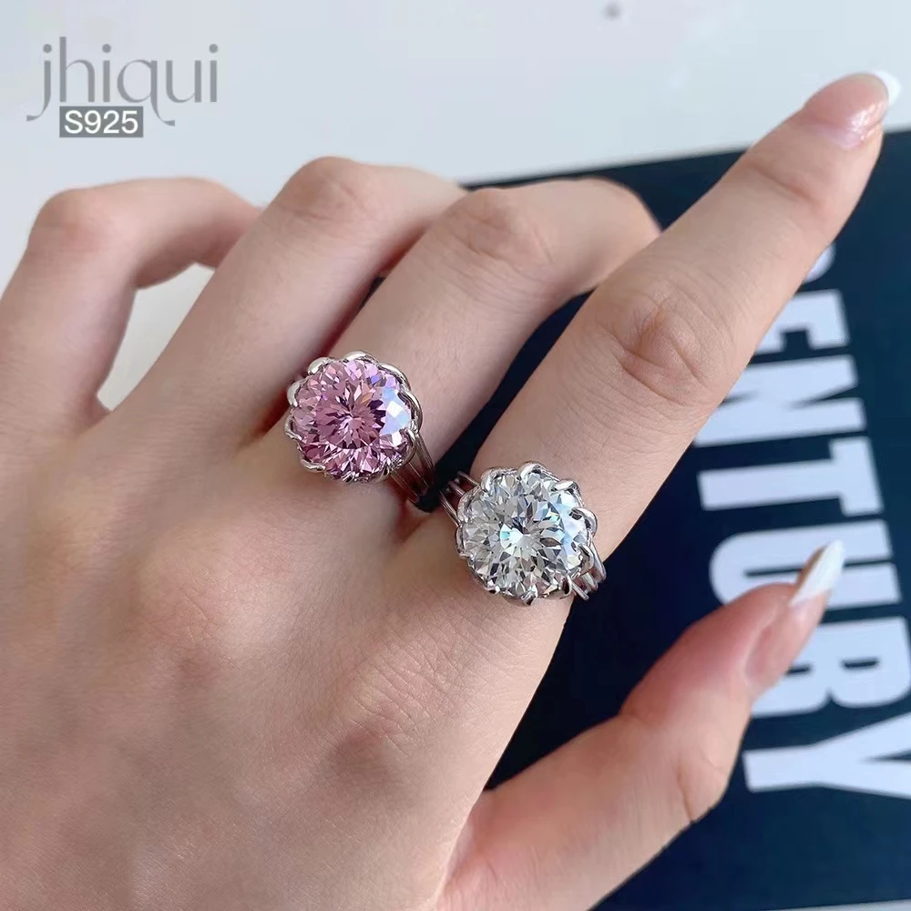 

Женское кольцо с крупным цветком из циркония, однотонное ювелирное изделие из стерлингового серебра 925 пробы, 12 мм, 1 шт.