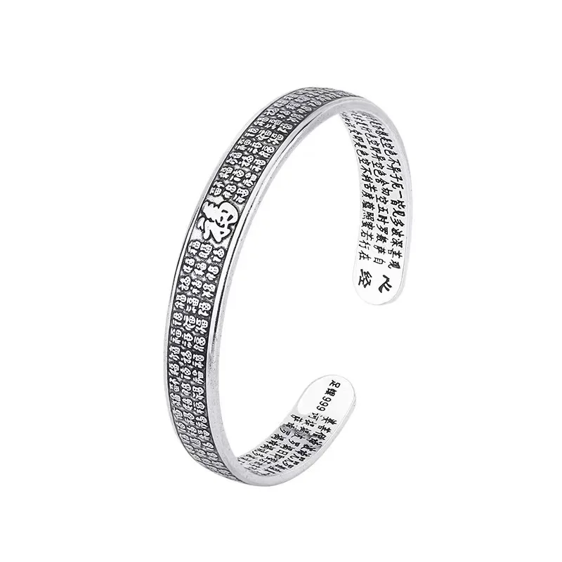 QEENKISS стерлингового серебра 925 пробы винтажный браслет FU для женщин вечерние день