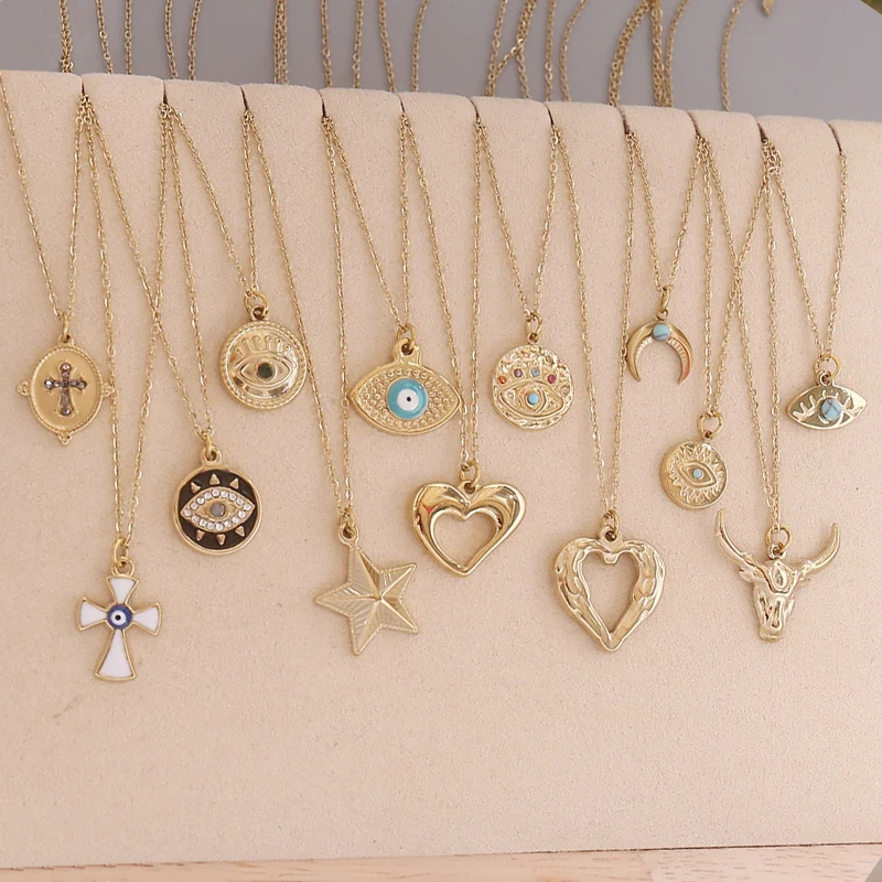 

Stainless Steel Moon Star Clavicle Necklaces for Women Girls Fashion Gold Plated Drip Oil Geometric Choker Necklace Jewelry Gift