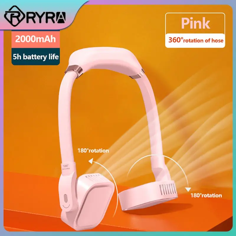

4000mAh Mini Fan Neck Fan Portable Lazy 360°rotation Neck Mute Fan USB Rechargeable Electric fan Cooling Fan