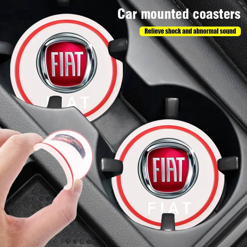

Car Coasters PVC Transparent Anti Slip Cup Mats for Fiat 500 Punto Tipo Doblo Panda Bravo 2007 500x Uno Freemont Car Accessories