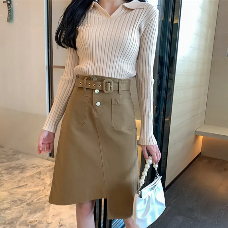 

Harajuku Skirt A-line Skirt with Long Waist and Slim Waist In Skirt Black Skirt Korean Style Skirt Gothic Skirt Korean Skirt