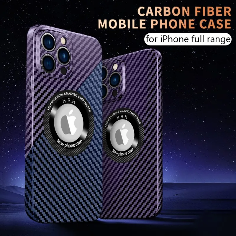 Для iPhone 11 ProMax 12 ProMax 13 Pro Max 14 Pro Max Беспроводная зарядка чехол для телефона из углеродного волокна с отверстием для логотипа полый чехол для телефона