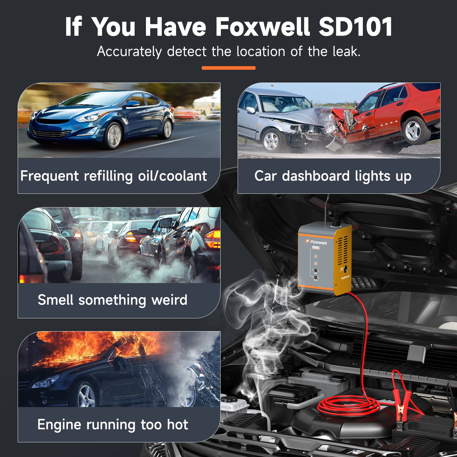 FOXWELL SD101 Детектор утечки дыма 12 В EVAP Инструмент для проверки Автомобильный