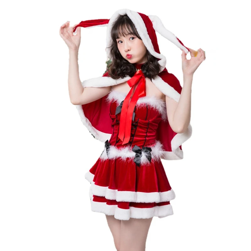 

Рождественская юбка для косплея на Хэллоуин, форма с маленьким колокольчиком, кролик, девочка с лосями, японский сексуальный милый Рождественский костюм для вечевечерние, представлений