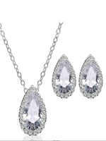 fashion classic drop aaa zircon necklace earrings set