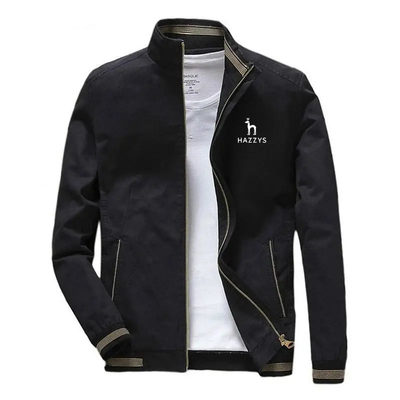 

HAZZYS Cotton Spring Autumn Men Bomber Jackets Casual Male Outwear Windbreaker Stand Collar Fit Jacket Mens Baseball Slim Coats