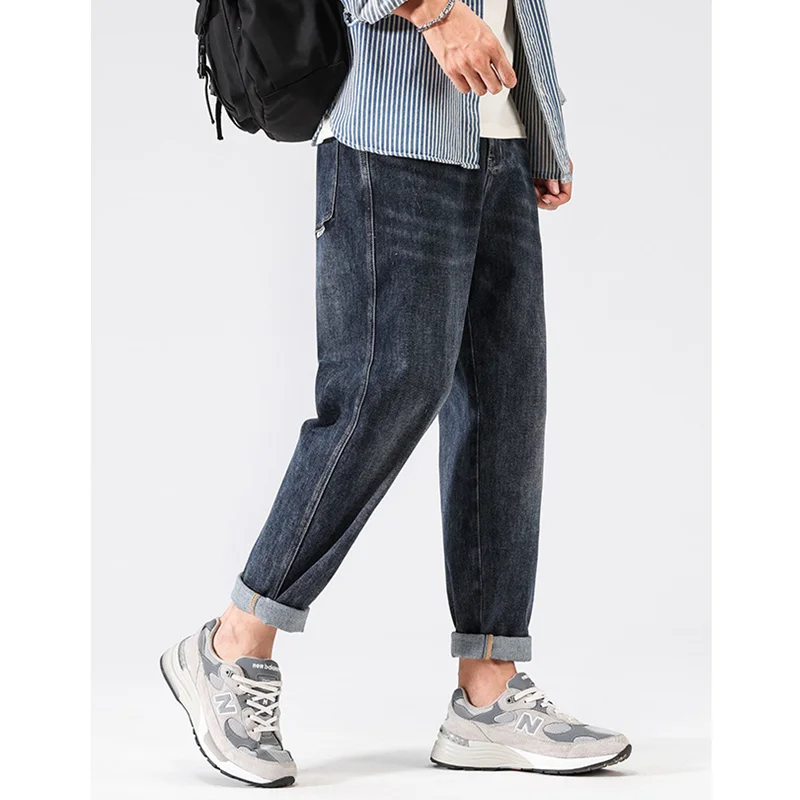 Streetwear Men 2022 New Pattern Vintage Recreational Blue Pants American Straight Cylinder Comfortable Loose Jeans Autumn Femal