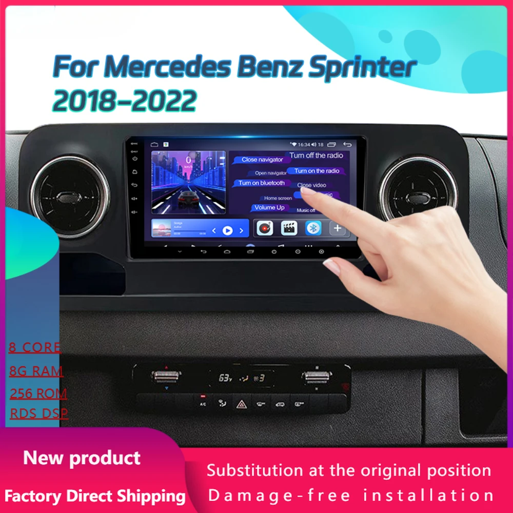 Android 14 для Mercedes Benz Sprinter 2018-2022 4G GPS Беспроводной Bluetooth Apple Carplay Мультимедийное