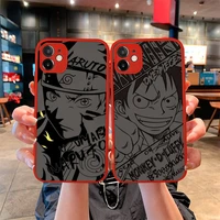 naruto one piece luffy sasuke kakashi phone case for iphone 12 11 pro mini max xs x 8 7 plus se xr matte transparent light red