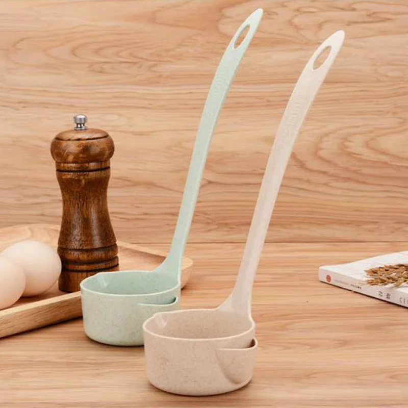 

Handle Soup Spoon Soup Oil Separator Spoon Colander Spoon Filter Grease Spoon Wheat Straw Kitchen Gadgets Tableware Spoon