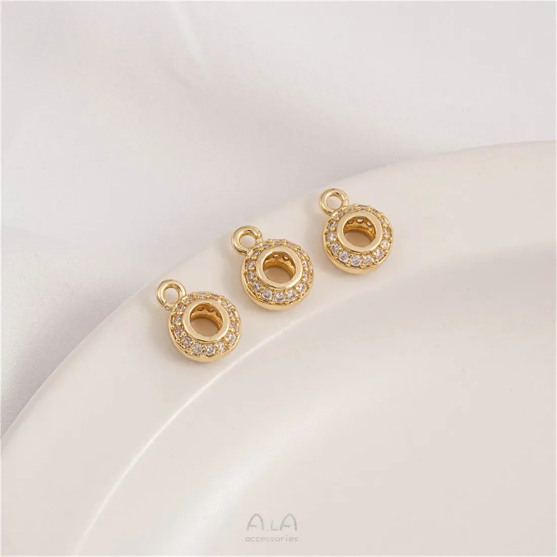 1 шт. бусины-ведра из 14-каратного золота с цирконием бусины-колеса подъемными