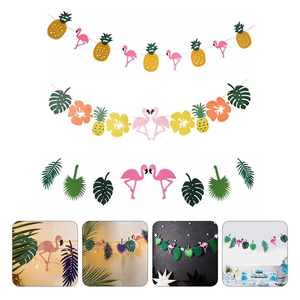 

Party Decorations Theme Aloha Hawaii Banners Summer Pineapple Supplies Tropical Flag Garland Flamingo Banner Backdrop Bunting