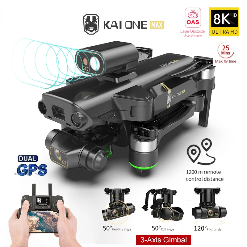 Купи GPS Obstacle Avoidance 4K Drone Professional 8K HD Dual Camera 3 Axis Gimbal Brushless RC Foldable Quadcopter Gifts за 10,495 рублей в магазине AliExpress