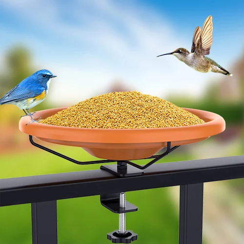 

12 Inches Deck Mounted Bird Bath Bowl Spa with Sturdy Steel Clamp, Unheated Lightweight Detachable