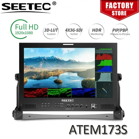 Монитор мультикамеры SEETEC ATEM173S, 17,3 дюйма, 3G-SDI HDMI Full HD 1920x1080, Прочный алюминиевый корпус с функцией сигнала