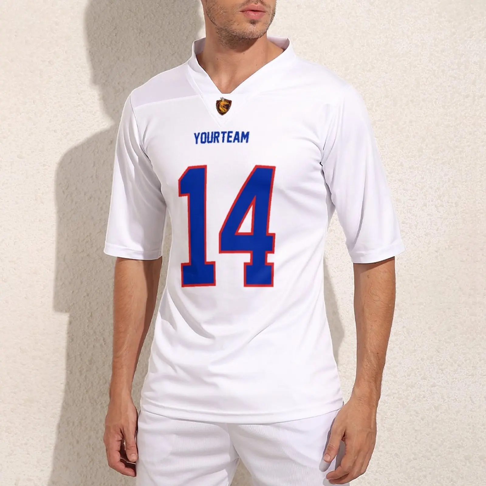 

Customization Buffalo No 14 White Rugby Jersey Training Vintage Football Jerseys For Male Custom Made Rugby Shirts