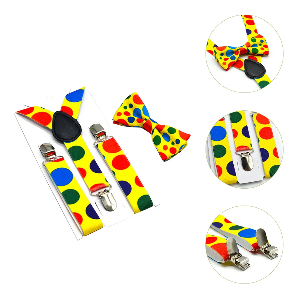

Halloween Costumes Kids Polka Dot Bow Tie Belt Suspenders Matching Colorful Elastic Kit Toddler Party Favors Cosplay Child