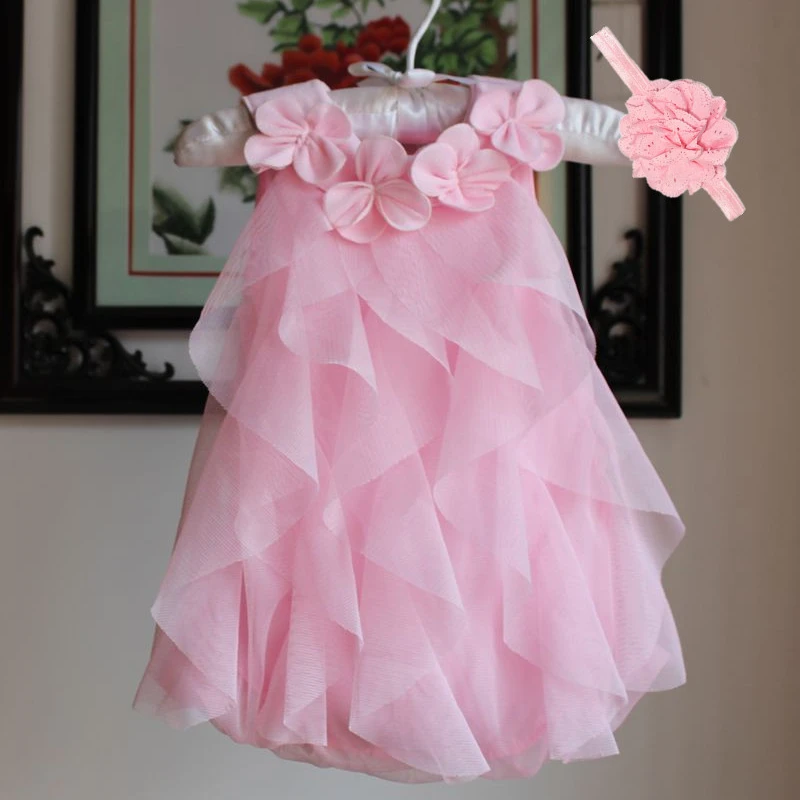 Baby Girls Dress 2022 Summer Chiffon Party Dress Infant 1 Year Birthday Dresses Girl Clothes & Headband Vestidos
