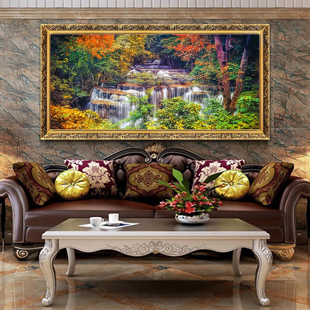

HD Canvas Painting Forest Waterfall Landscape Art Picture Poster and Prints Living Room Bedroom Art Scenery Wall Home Decoration