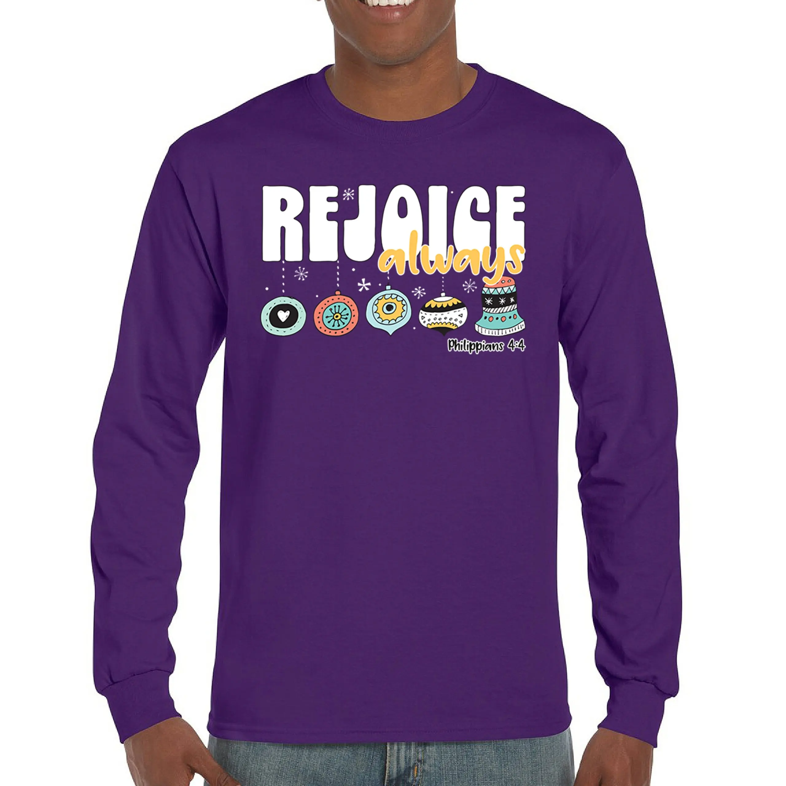 Футболка с длинным рукавом Rejoice Always Philippians 4:4 Wesołych Świąt Christian