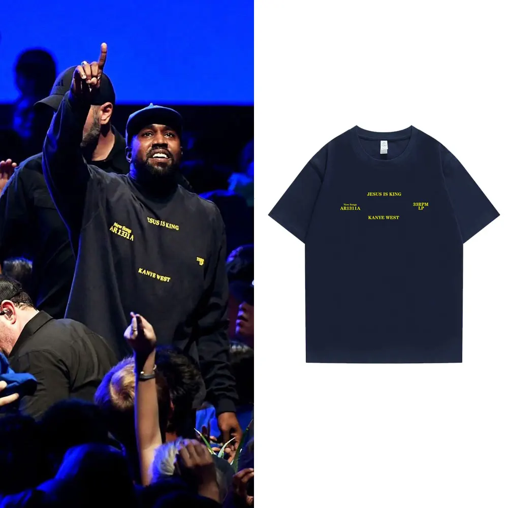 

Limited Rapper Kanye West Hip Hop Oversized Tshirt Men Women High Quality Cotton T Shirt Jesus Is King Letter Logo Print T-shirt