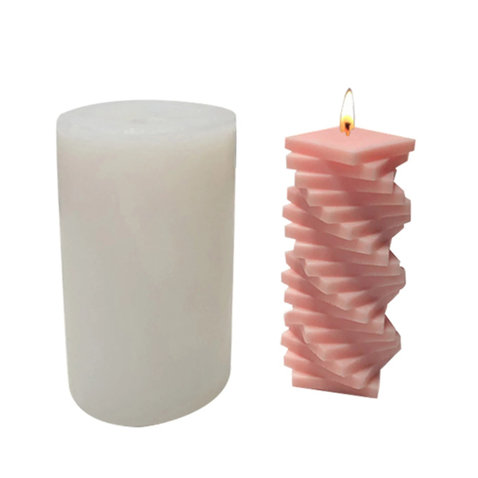Candle Molds 3D Spiral Square Candle Molds Spiral Square Shape DIY Silicone Mold Ideal For Beeswax Lotion Bar Soap Wax Plaster