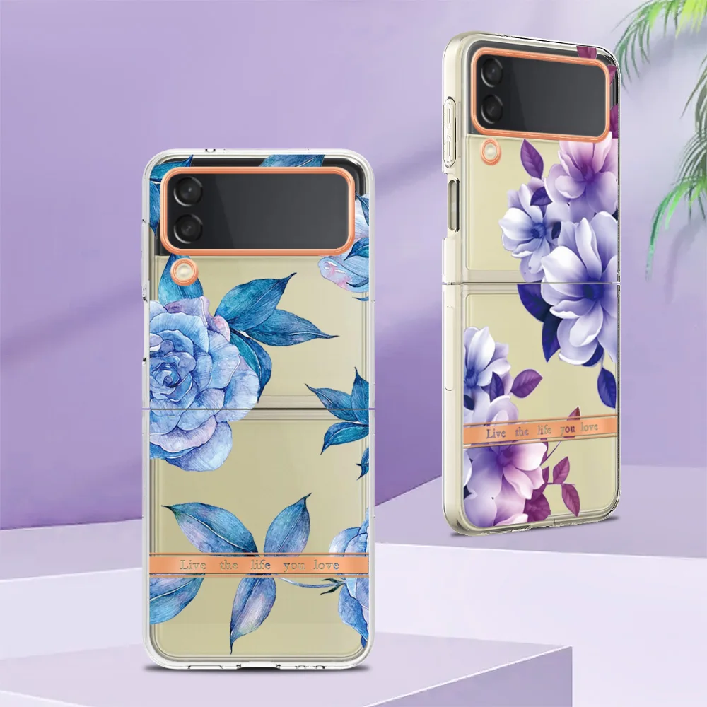 

Модный чехол для телефона с цветочным покрытием для Samsung Galaxy Z Flip 4 5G Coque, ультратонкая задняя крышка, противоударный защитный чехол