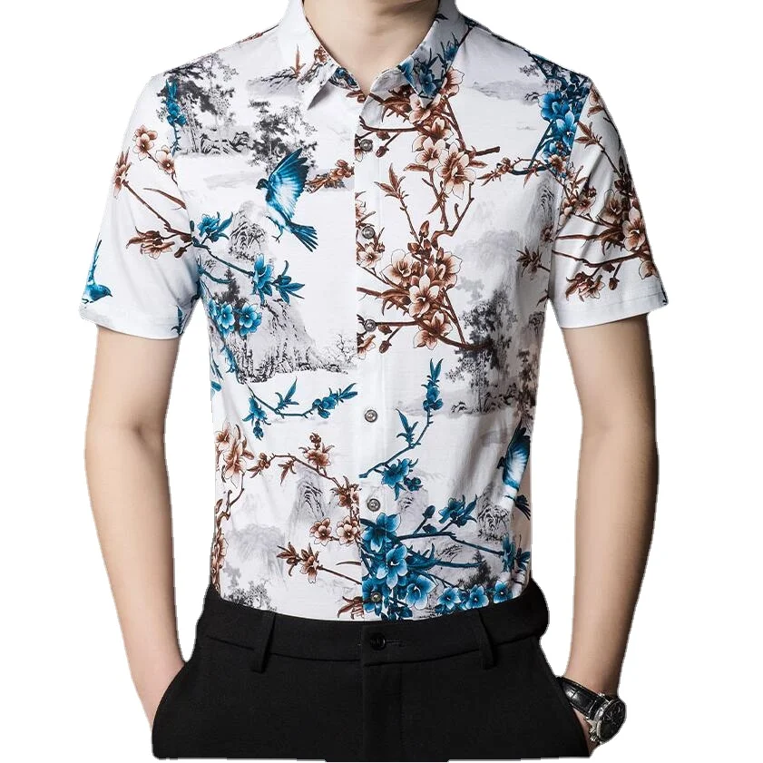 2022 Floral Hawaiian Shirt Men Hipster Short Sleeve Beach Shirts Men Summer Casual Harajuku Shirt Male Clothing Camisa Hombre