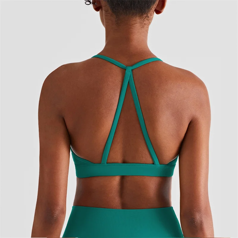 Women Backless Sports Bra Gym Triangle Beautiful Back Yoga Tank Top Fitness Crop Top Push-up Tight  Sexy Underwear Sportswear