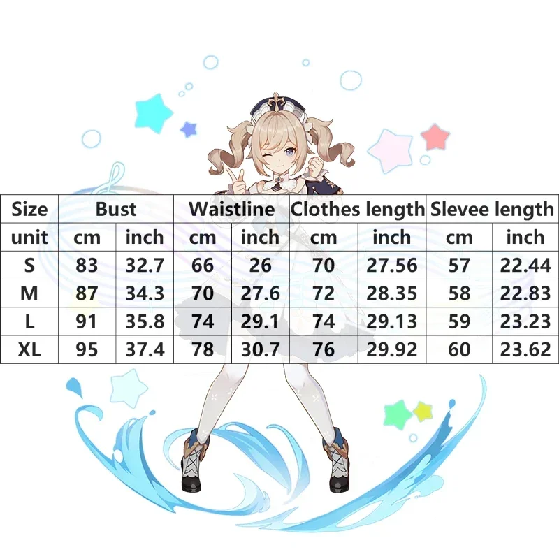 Game Genshin Impact Barbara Gunnhildr Cosplay Costume Wig Cute Maid Dress Women Halloween