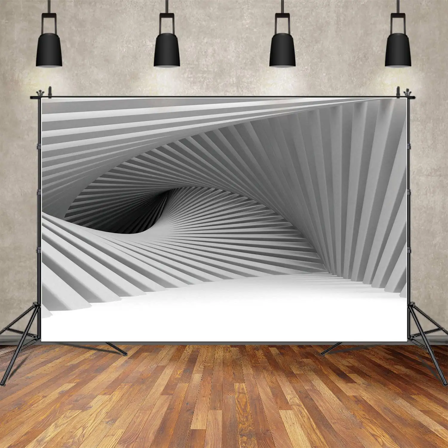 

3D Illusion Wall Photography Backdrops Spin Geometrical Plank Customized Baby Photo Booth Photographic Backgrounds