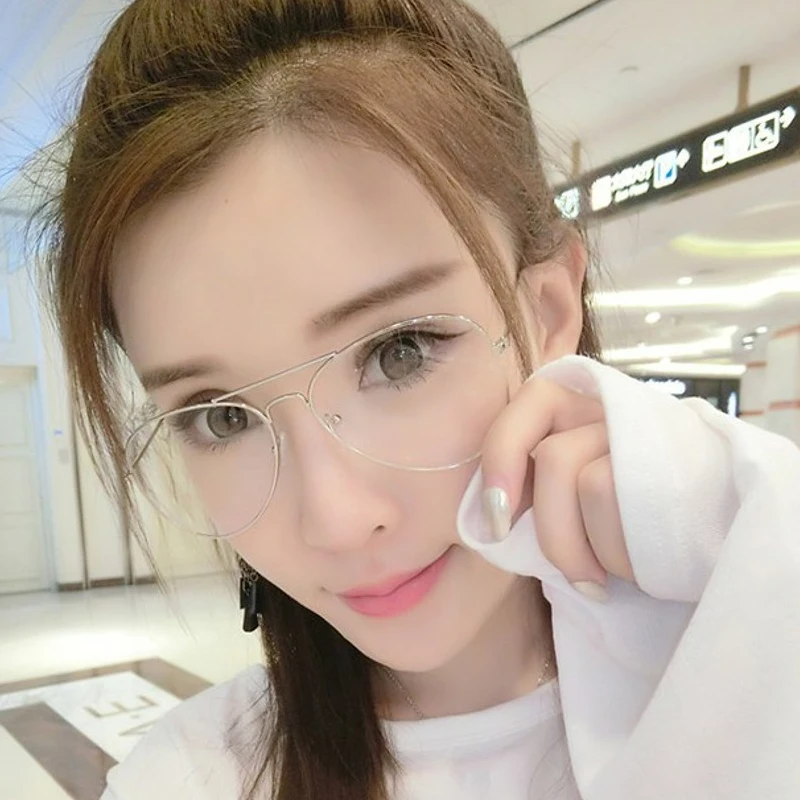 

Unisex Fashion Pilot Metal Frame Glasses Men Classical Style Optical Eyeglasses Women Transparent For Anti-blue Light Eyewear