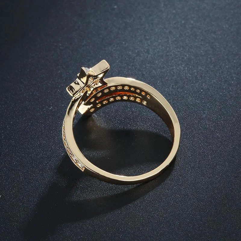 Новые открытые пятиконечные кольца с цирконом ювелирные изделия простое