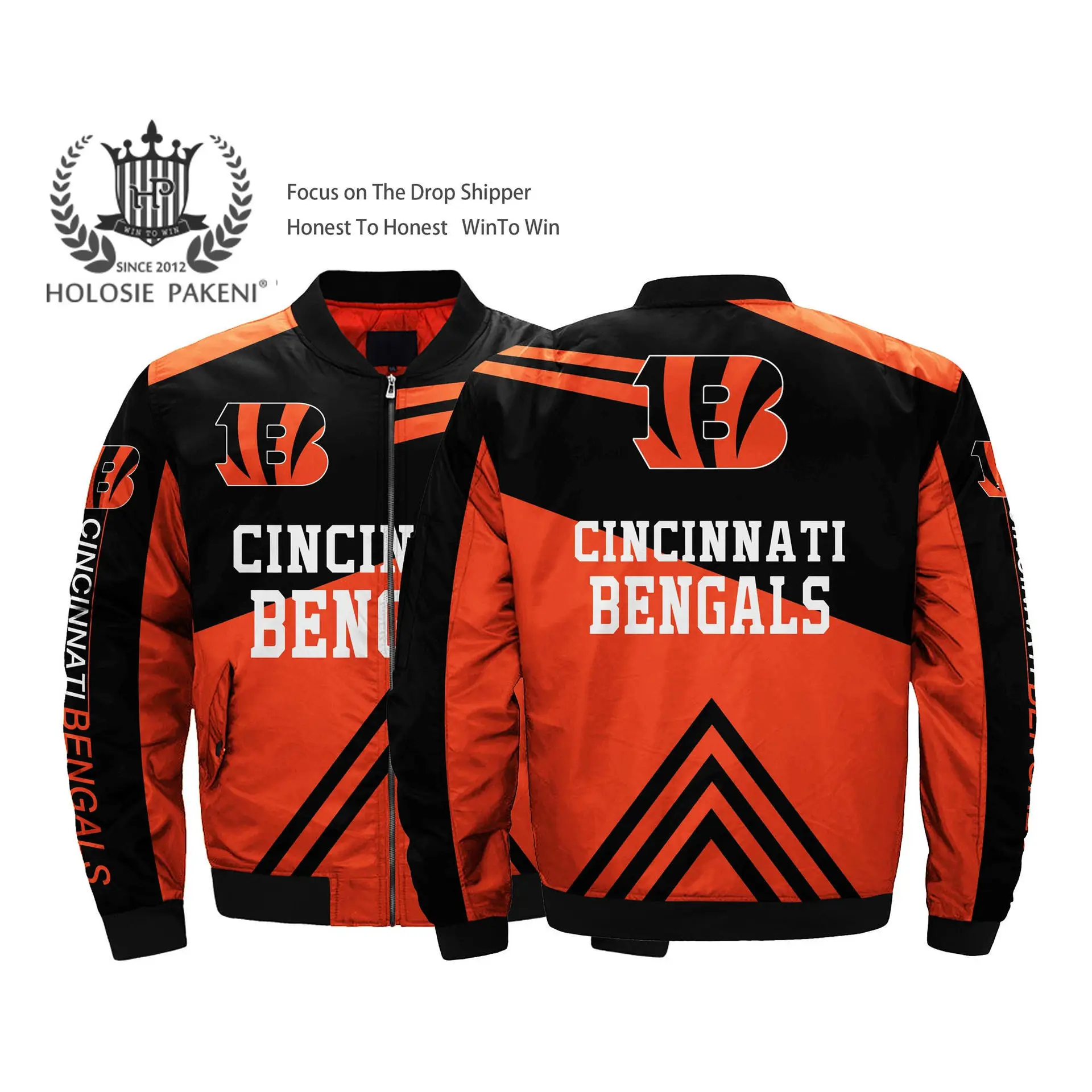

Cincinnati Men Warm Winter Jacket coat Fashion stitching 3D Digital Print baseball uniform football Bengals zippe Bomber Jackets