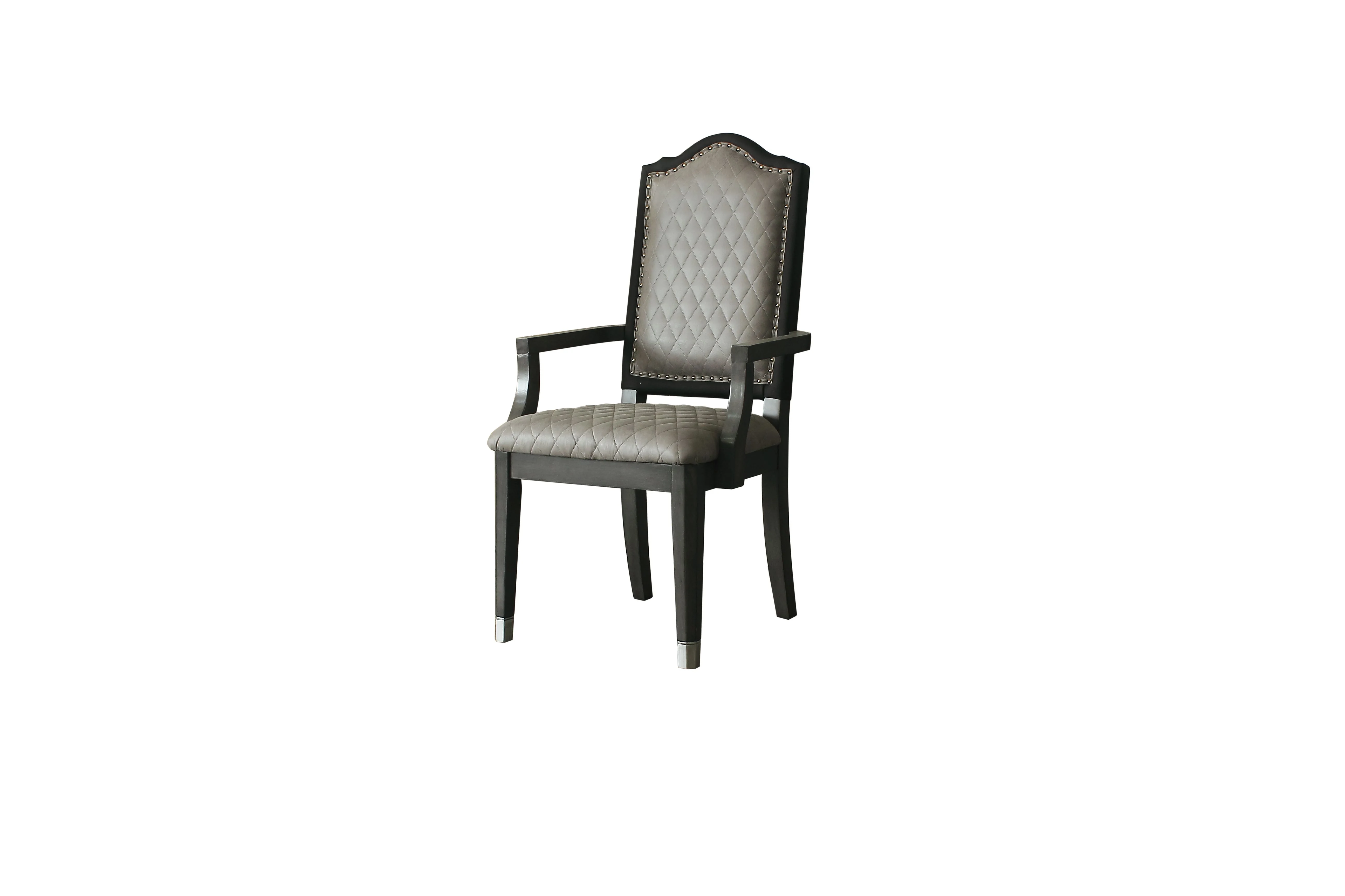 

House Beatrice Arm Chair, Two Tone Beige Fabric & Charcoal Finish 68813