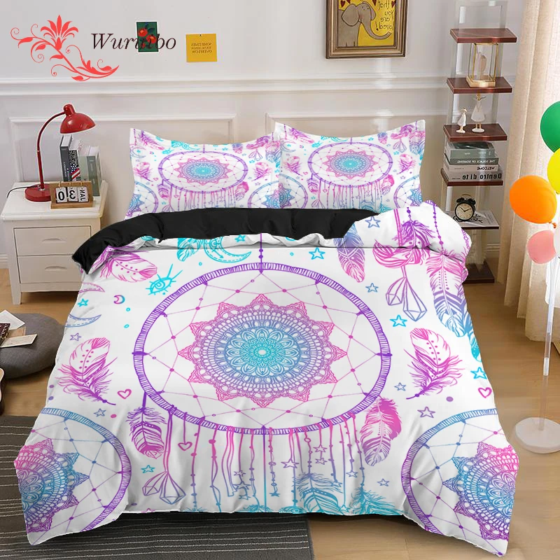 

Elegant Dream Catcher Bedding Set Bohemian Feather Duvet Cover 220x240 Quilt Covers Winter Comforter Bed Covers King Queen Size
