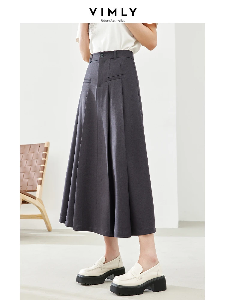 Юбка-миди трапециевидная в складку с зонтиком M3979