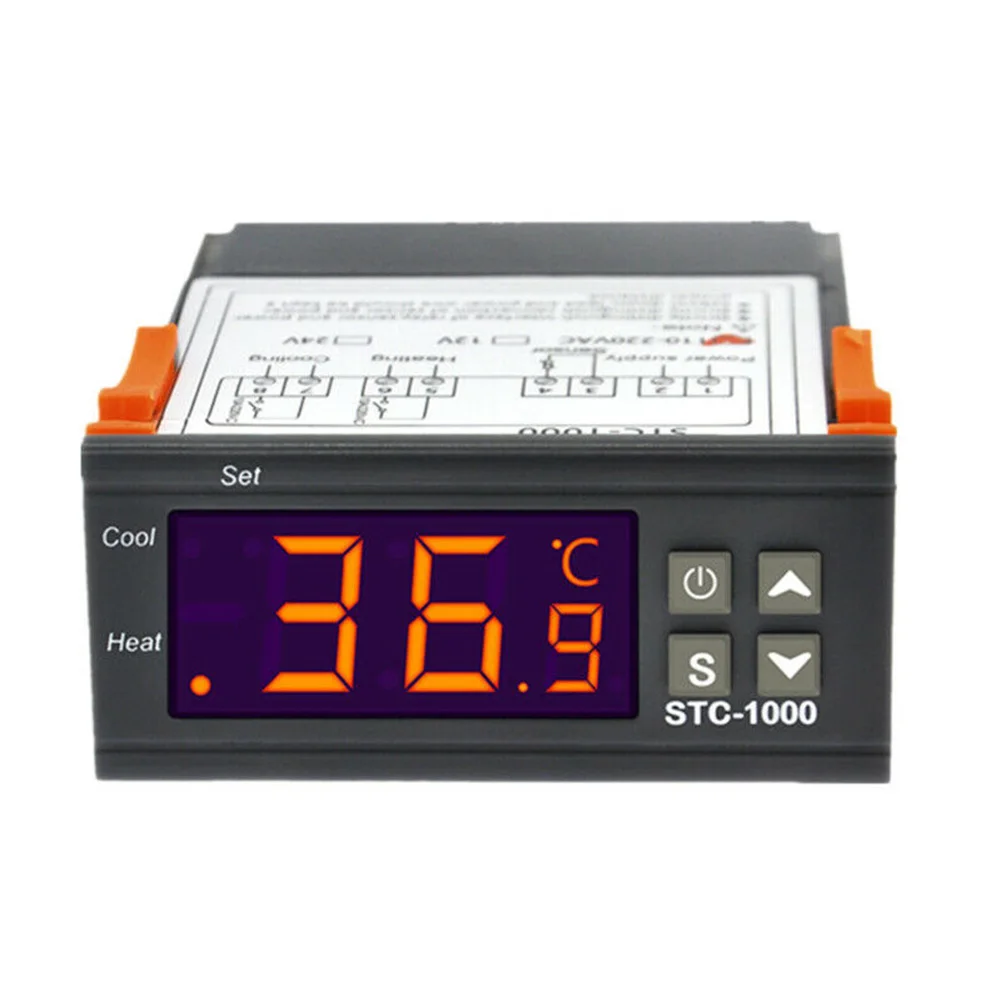 

Temperature Controller STC-1000 Digital LCD Display Thermostat Cooling Heating 10A/250VAC NTC Sensor Temperature Calibration