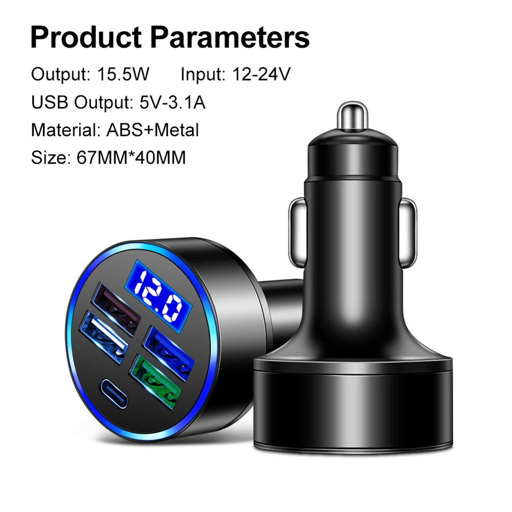 1PC USB Charger 15.5W 4USB+PD 	