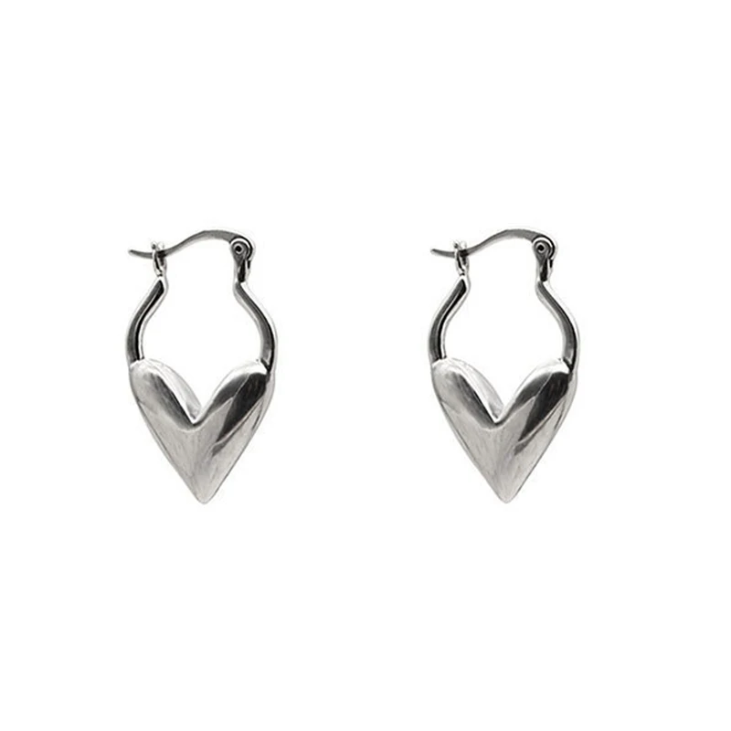 Серьги-кольца серебристого цвета модные простые элегантные - Цена: 124.13