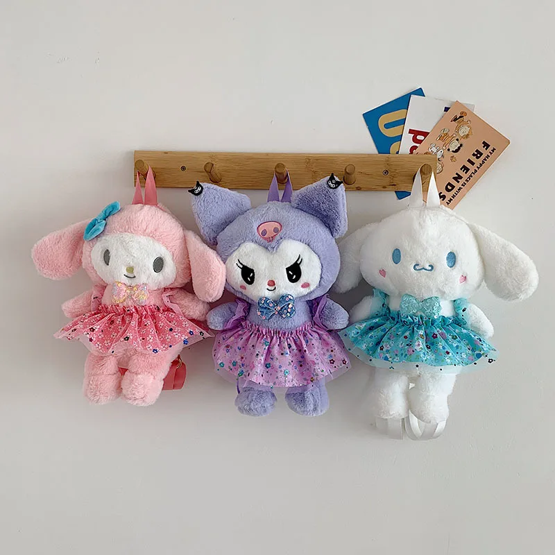 

Kawaii Sanrios Anime Kuromi Cinnamoroll MyMelody Cartoon Plush Drawstring Storage Bag Cute Portable Crossbody Backpack Girl Gift