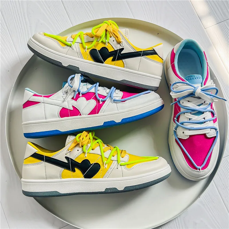 Autumn New Trend Pink Colorful Mens Skate Shoes Trainers Outdoor Hip Hop Low Designer Shoes Men Sneakers Skateboard Baskets 2022
