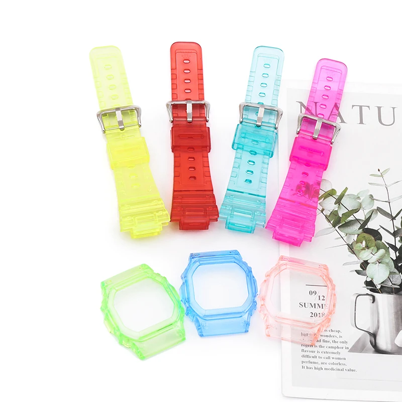 Resin Clear Watch Band Set Suitable for Casio DW-5600SK 5635 GW-B5600 Ice Tough Ice Electric Clear watch band set accessories