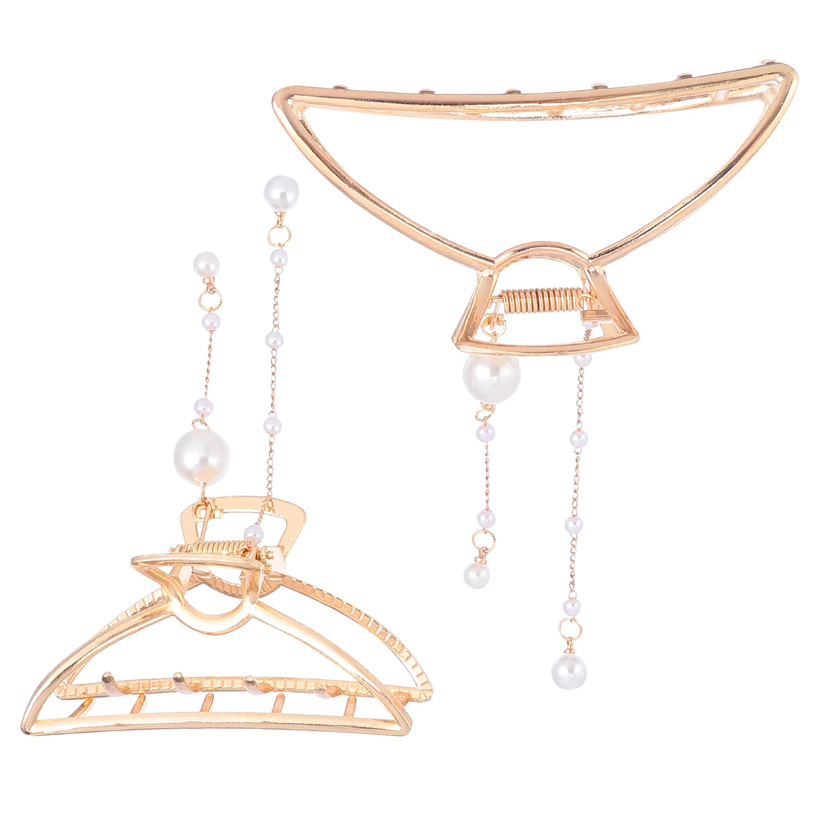 

2 Pcs Grip Banana Hair Clips Simple Hair Clamp Clip Hair Claw Modeling Pearl Chain Hair Clips Alloy Chic Hair Jaw Accessories