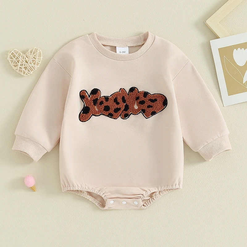

Newborn Baby Girl Valentines Day Outfit Crewneck Long Sleeve Romper Letter Embroidery Toddler Infant Cute Clothes