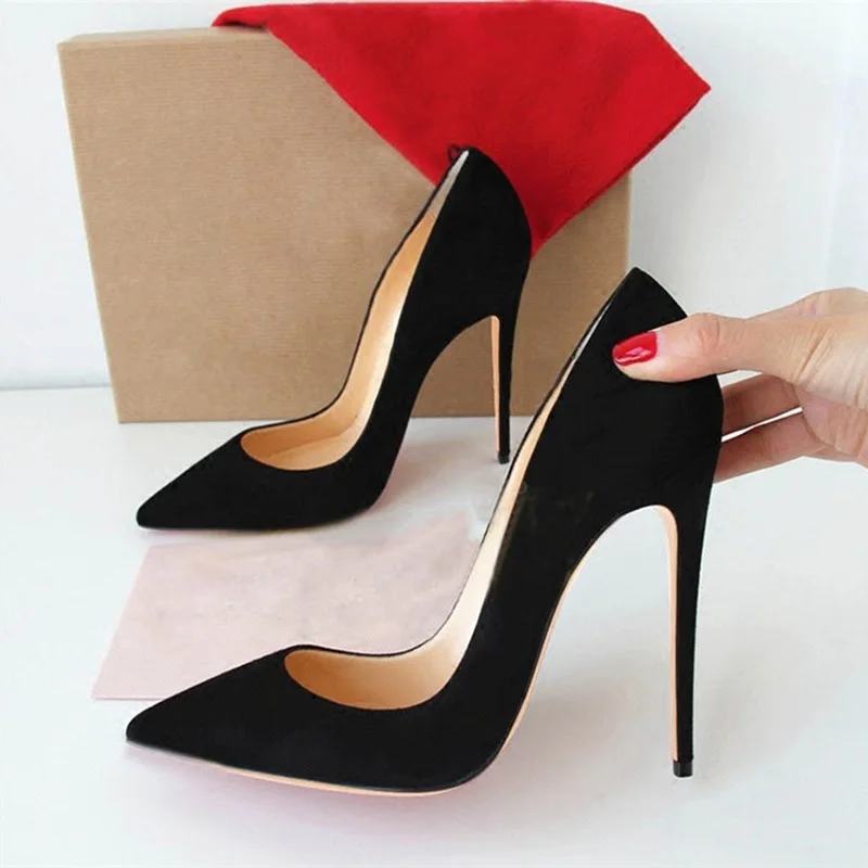

2022 So Kate Suede Pointed Toe Pumps 12cm Stiletto Heels Shallow Dress Shoes Black Red Pink Wedding Shoes Bride Plus Size 45