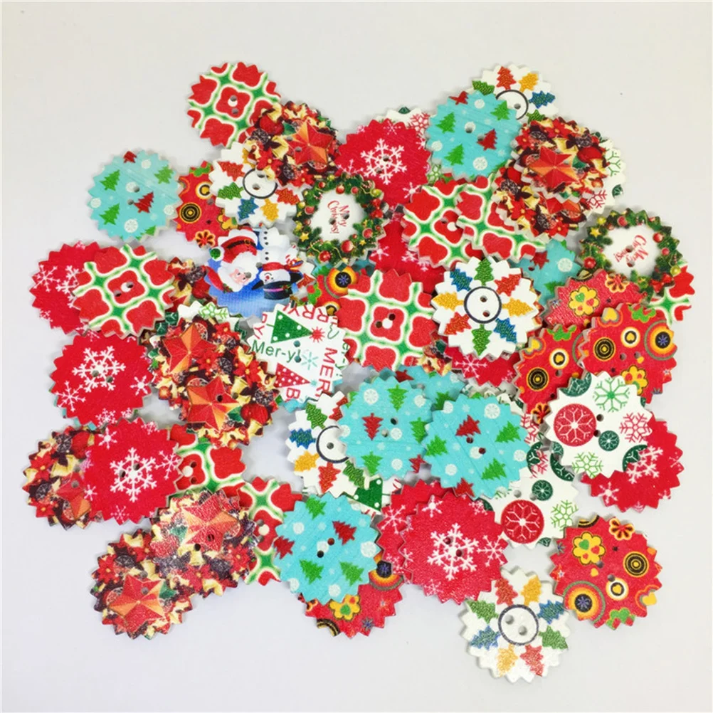 

Buttons Wooden Christmassewing Wood Crafts Buttonholes Diy Round Holidaystars Clothing Brown Printed Theme Decorative Studs