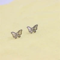 zfsilver fashion 925 sterling silver kroean insect lovely cute retro butterfly stud earrings jewelry for women charm party gifts